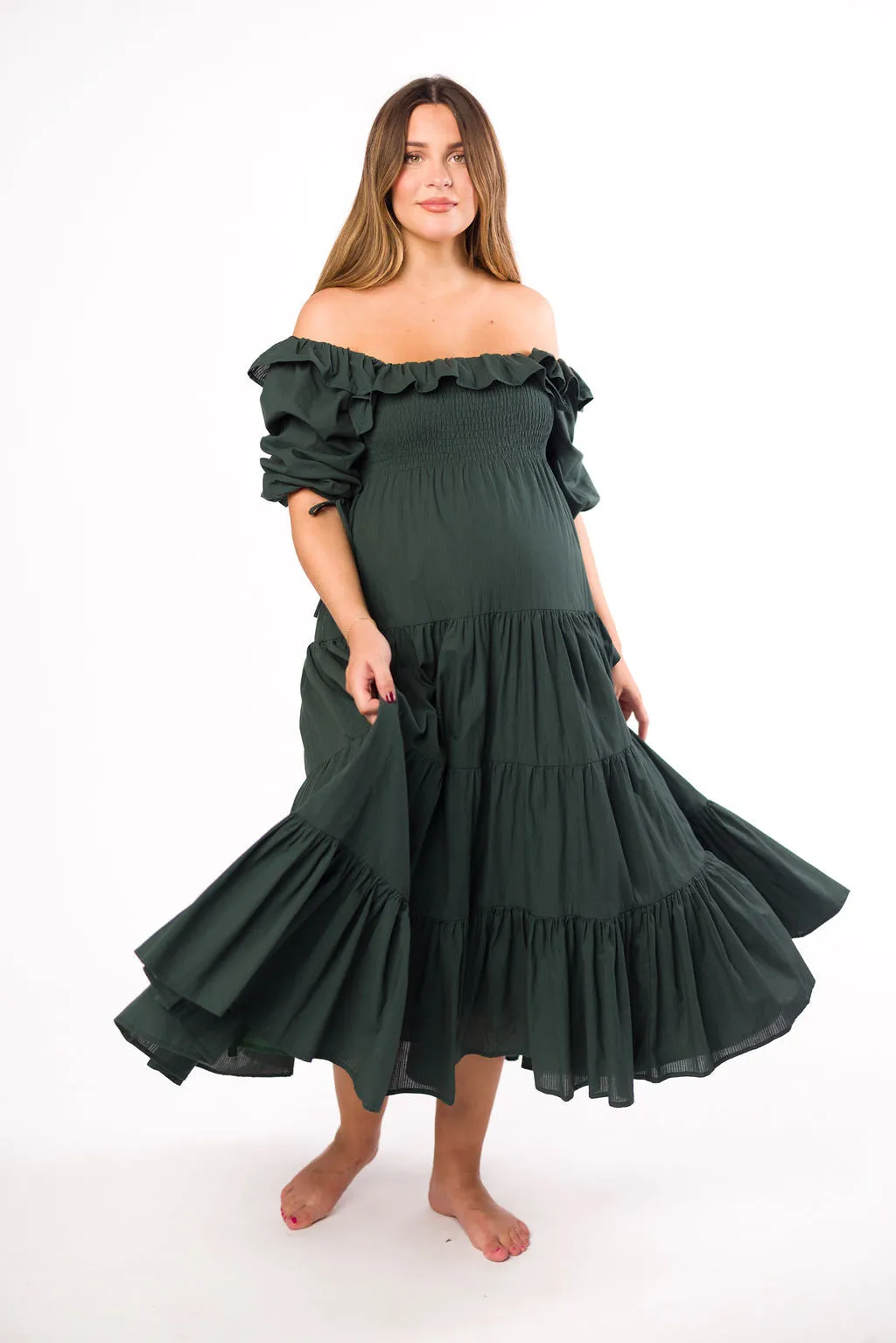 Willow Maxi Dress in Emerald Green - Bump Friendly