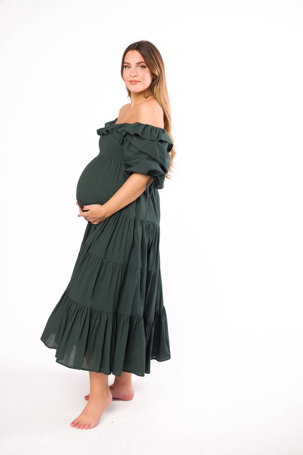 Willow Maxi Dress in Emerald Green - Bump Friendly