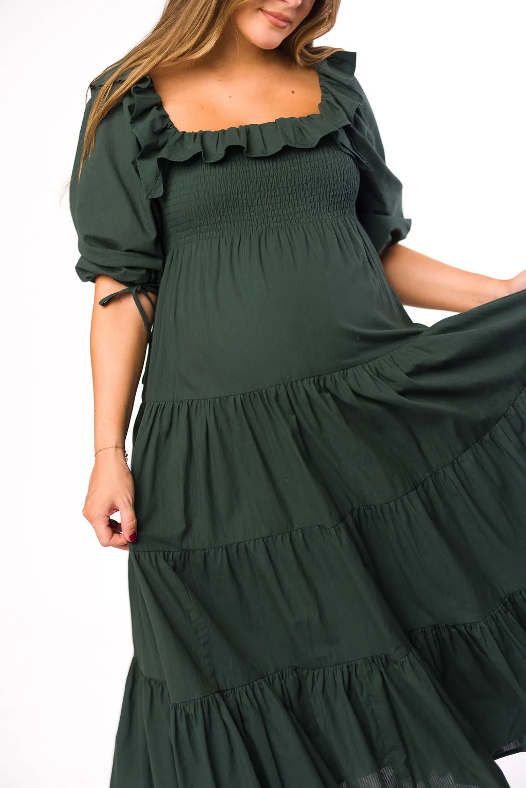 Willow Maxi Dress in Emerald Green - Bump Friendly