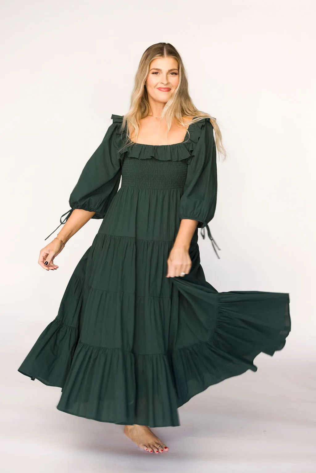 Willow Maxi Dress in Emerald Green - Bump Friendly
