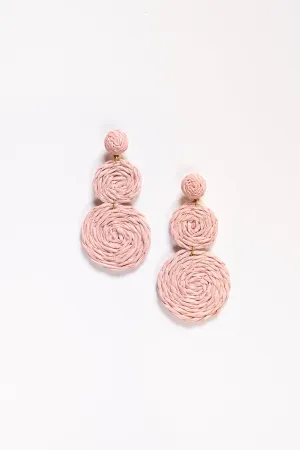 Woven Drop Earrings in Light Pink