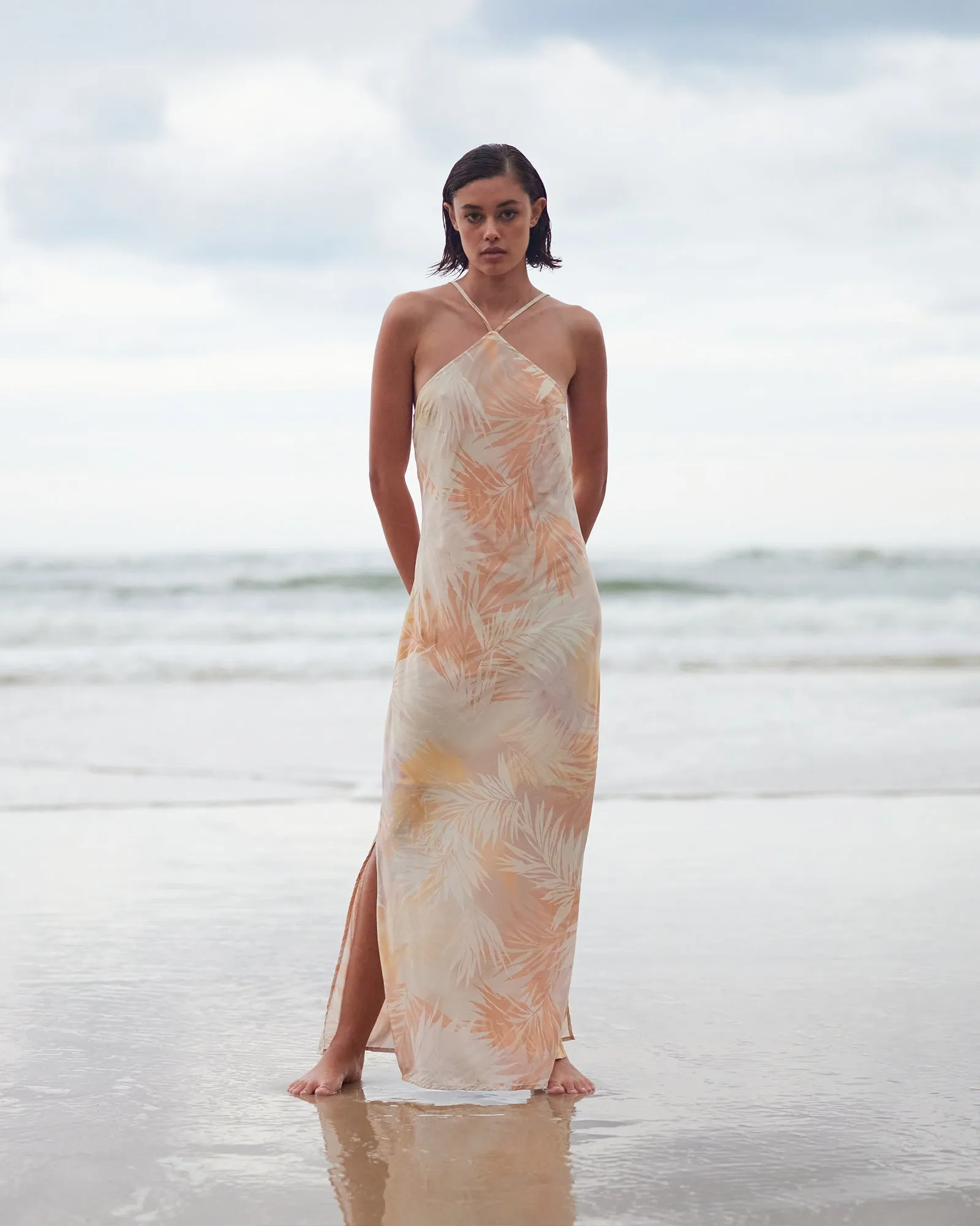 Yasmine Printed Halter Maxi Dress